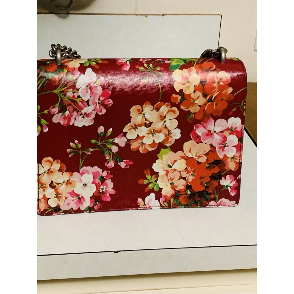 Gucci Dionysus #400235 GG Blooms Print Leather & Antique Silver Tone Chain Strap - Picture 7 of 14
